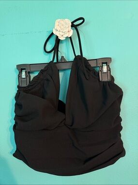 ZARA Pure Black Low Cut Night Out Stretch Crop Top S